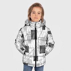 Куртка зимняя для мальчика Квадраты и штрихи, цвет: 3D-светло-серый — фото 2