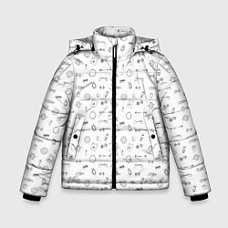 Куртка зимняя для мальчика Спортивные аксессуары паттерн, цвет: 3D-светло-серый