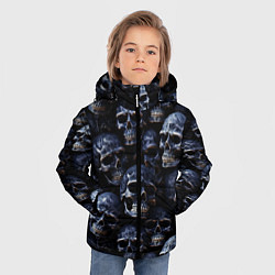 Куртка зимняя для мальчика Черные металлические черепа, цвет: 3D-черный — фото 2