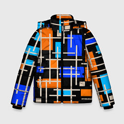 Куртка зимняя для мальчика Разноцветная прямоугольная абстракция, цвет: 3D-светло-серый