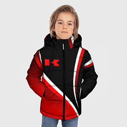 Куртка зимняя для мальчика Кавасаки - красные волны, цвет: 3D-светло-серый — фото 2