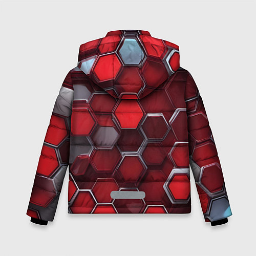 Зимняя куртка для мальчика Cyber hexagon red / 3D-Черный – фото 2