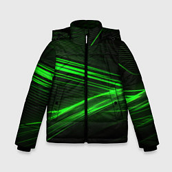 Куртка зимняя для мальчика Зеленые абстрактный линии, цвет: 3D-красный