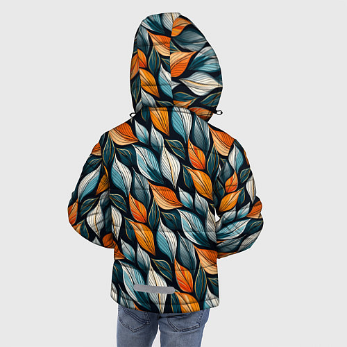 Зимняя куртка для мальчика Узор из листьев поздняя осень / 3D-Красный – фото 4