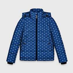 Куртка зимняя для мальчика Синий в белый горошек, цвет: 3D-черный