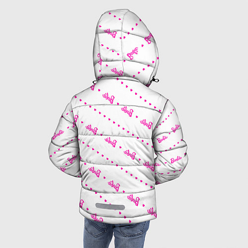 Зимняя куртка для мальчика Барби паттерн - логотип и сердечки / 3D-Светло-серый – фото 4