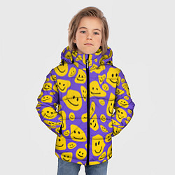 Куртка зимняя для мальчика Расплывшийся смайлик на фиолетовом, цвет: 3D-светло-серый — фото 2