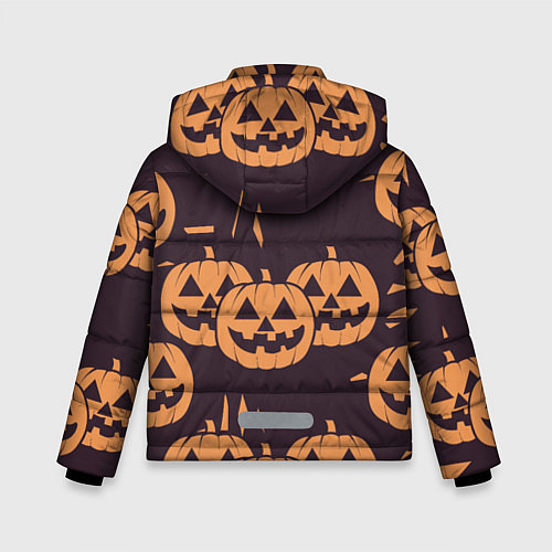 Зимняя куртка для мальчика Фонарь джек в грандж стиле halloween тыква cartoon / 3D-Черный – фото 2