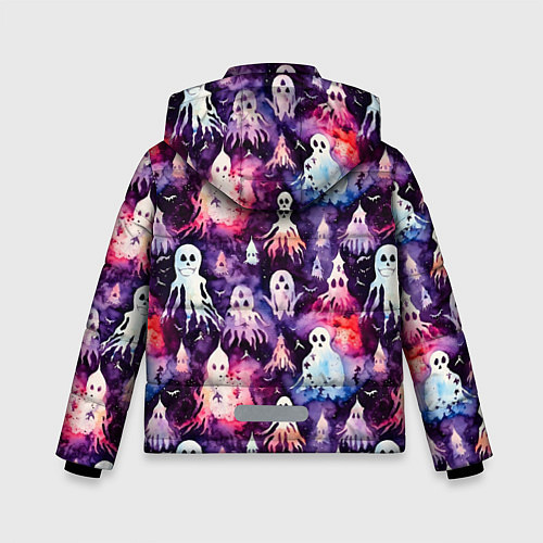 Зимняя куртка для мальчика Хэллоуин Акварельные привидения / 3D-Красный – фото 2