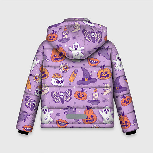 Зимняя куртка для мальчика Halloween pattern арт / 3D-Черный – фото 2