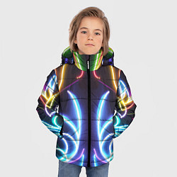 Куртка зимняя для мальчика Зеркальный неоновый паттерн - нейросеть, цвет: 3D-светло-серый — фото 2