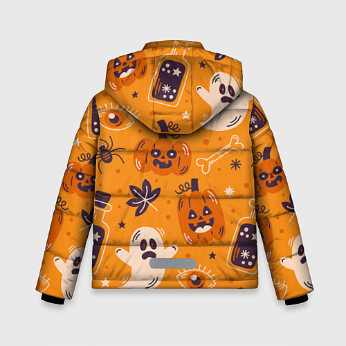 Зимняя куртка для мальчика Хэллоуин - тыквы и приведенья / 3D-Черный – фото 2