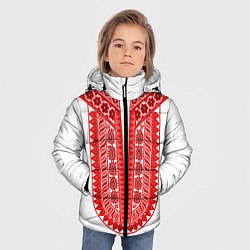 Куртка зимняя для мальчика Красная славянская вышиванка, цвет: 3D-светло-серый — фото 2