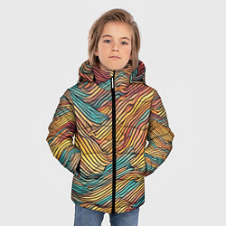 Куртка зимняя для мальчика Разноцветные волнистые линии, цвет: 3D-черный — фото 2
