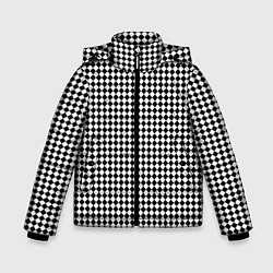 Куртка зимняя для мальчика Шахматный чёрно-белый, цвет: 3D-черный