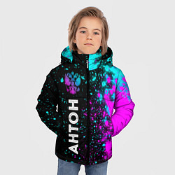 Куртка зимняя для мальчика Антон и неоновый герб России: по-вертикали, цвет: 3D-черный — фото 2