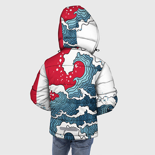 Зимняя куртка для мальчика Страна восходящего солнца - большая волна / 3D-Красный – фото 4