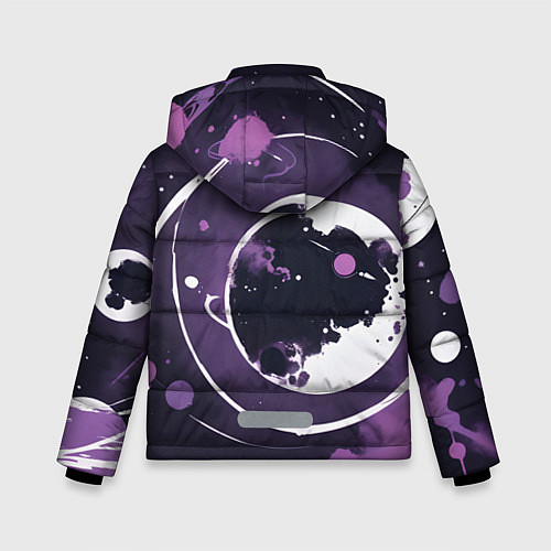 Зимняя куртка для мальчика Фиолетовый космос - нейросеть / 3D-Черный – фото 2