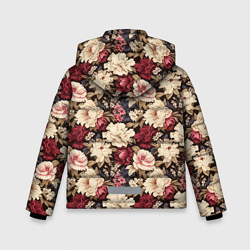 Зимняя куртка для мальчика Винтажные цветы паттерн / 3D-Красный – фото 2