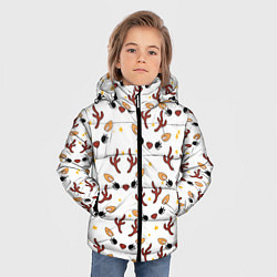 Куртка зимняя для мальчика Оленьи мордочки новогодний узор, цвет: 3D-черный — фото 2