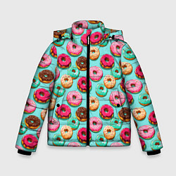 Куртка зимняя для мальчика Разноцветные пончики паттерн, цвет: 3D-светло-серый