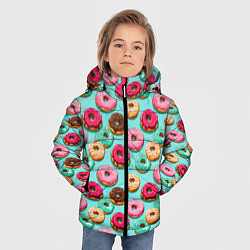 Куртка зимняя для мальчика Разноцветные пончики паттерн, цвет: 3D-светло-серый — фото 2