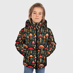 Куртка зимняя для мальчика Сказочные грибы мухоморы паттерн, цвет: 3D-светло-серый — фото 2