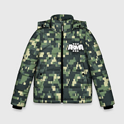 Куртка зимняя для мальчика Арма 3 - зелёное хаки, цвет: 3D-черный