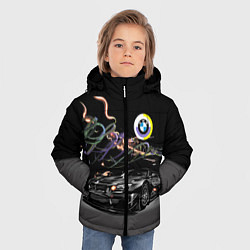 Куртка зимняя для мальчика Бэха в ночном неоновом городе, цвет: 3D-черный — фото 2