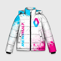 Куртка зимняя для мальчика Renault neon gradient style: надпись, символ, цвет: 3D-черный
