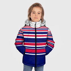 Куртка зимняя для мальчика Красные и синие полосы на белом фоне, цвет: 3D-черный — фото 2