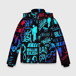 Куртка зимняя для мальчика Billie Eilish neon pattern, цвет: 3D-черный