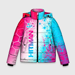 Куртка зимняя для мальчика Hitman neon gradient style: по-вертикали, цвет: 3D-черный