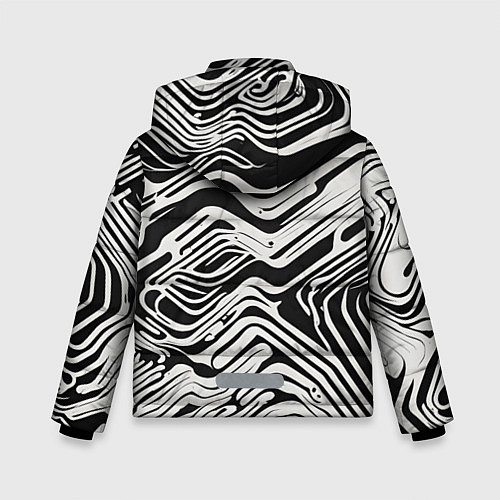 Зимняя куртка для мальчика Волнистые белые линии / 3D-Черный – фото 2