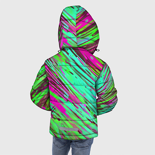 Зимняя куртка для мальчика Разноцветные брызги зелёные и розовые / 3D-Красный – фото 4