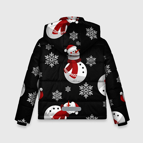 Зимняя куртка для мальчика Снеговички в зимних шапочках со снежинками / 3D-Черный – фото 2