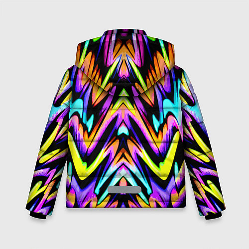 Зимняя куртка для мальчика Красочный зеркальный паттерн - нейросеть / 3D-Светло-серый – фото 2
