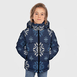 Куртка зимняя для мальчика Снежинки спицами - узоры зимы, цвет: 3D-светло-серый — фото 2