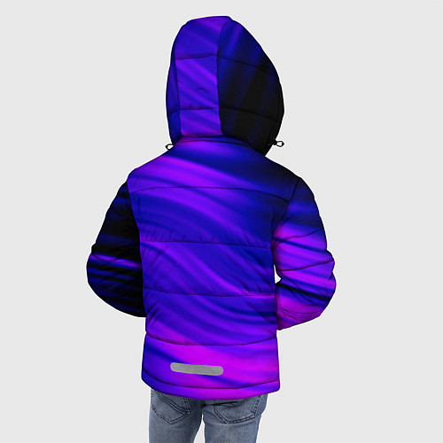 Зимняя куртка для мальчика Волнистый абстрактный узор в синих и малиновых тон / 3D-Красный – фото 4