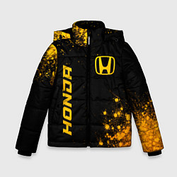 Куртка зимняя для мальчика Honda - gold gradient: надпись, символ, цвет: 3D-черный