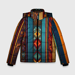 Куртка зимняя для мальчика Этнический орнамент в вертикальную полоску, цвет: 3D-черный