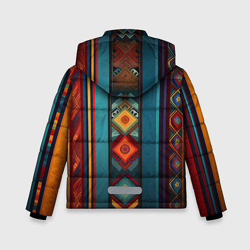 Зимняя куртка для мальчика Этнический орнамент в вертикальную полоску / 3D-Черный – фото 2