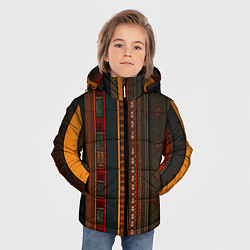 Куртка зимняя для мальчика Этнический узор в вертикальную полоску, цвет: 3D-красный — фото 2