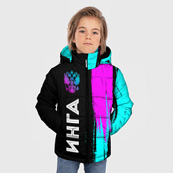 Куртка зимняя для мальчика Инга и неоновый герб России по-вертикали, цвет: 3D-черный — фото 2