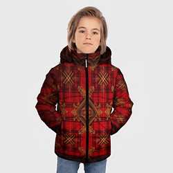 Куртка зимняя для мальчика Красная шотландская клетка royal stewart, цвет: 3D-светло-серый — фото 2