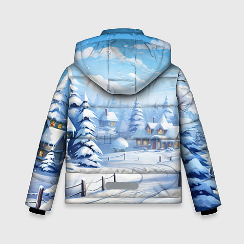 Зимняя куртка для мальчика Снежный зимний фон / 3D-Красный – фото 2