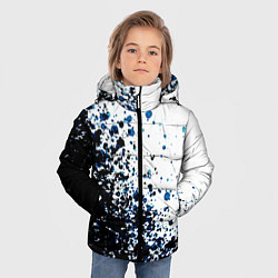 Куртка зимняя для мальчика Чёрно-белый с синими кляксами, цвет: 3D-черный — фото 2