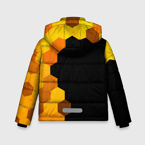Зимняя куртка для мальчика Cyberpunk 2077 - gold gradient по-вертикали / 3D-Черный – фото 2