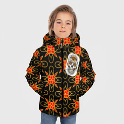 Куртка зимняя для мальчика Радужный цветочный череп, цвет: 3D-черный — фото 2