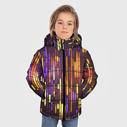 Куртка зимняя для мальчика Неоновые полосы жёлтые, цвет: 3D-черный — фото 2
